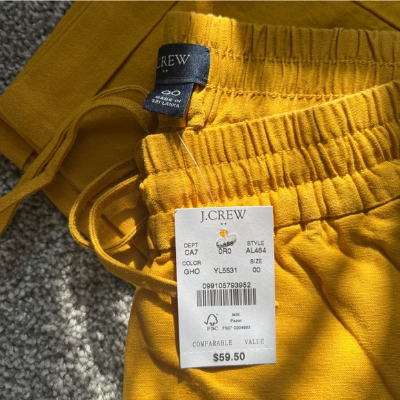 NWT J Crew Cotton/Linen Drawstring Pants in Mustard - Picture 4 of 5